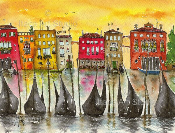 gondolas docked along the Grand Canal